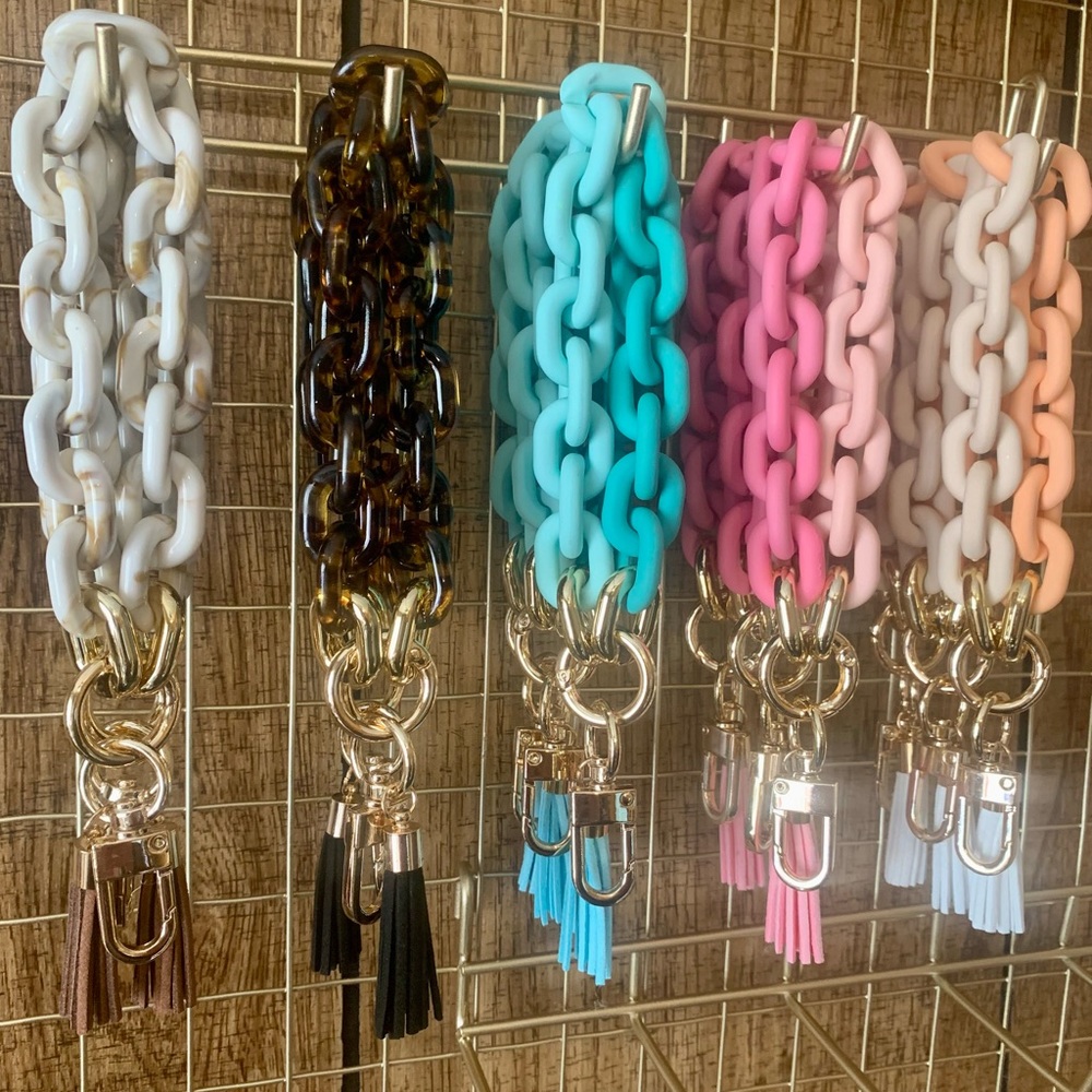 Cute Chunky Acrylic Wristlet Keychain with Tassel
